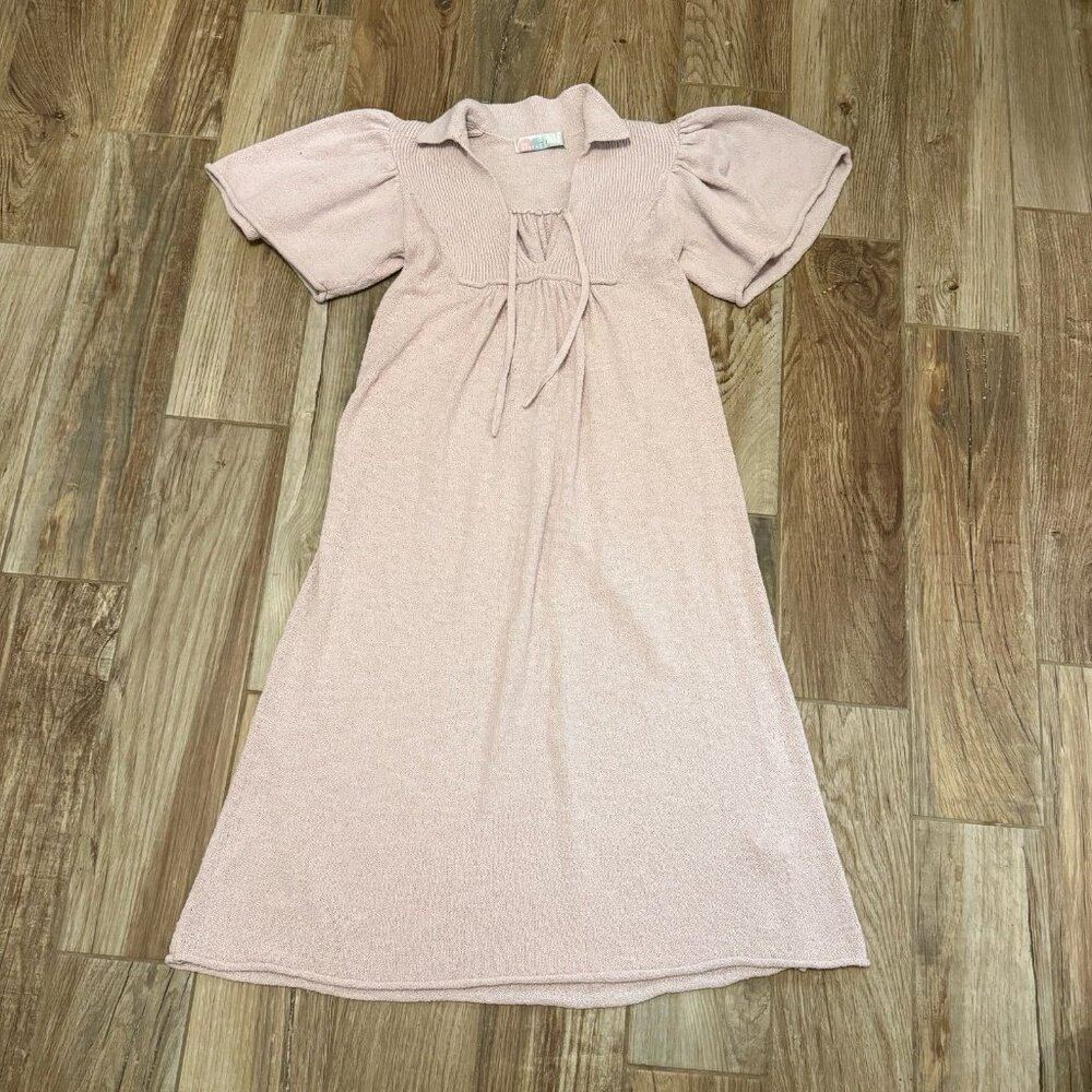 Free People Blush Pink Maxi Dress with Puff Sleeves